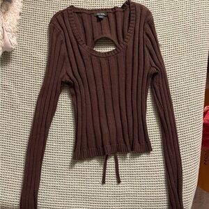 Wild Fable Brown Ribbed Knit Top